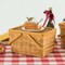 Woodchip Picnic Storage Basket with Cover and Movable Handles